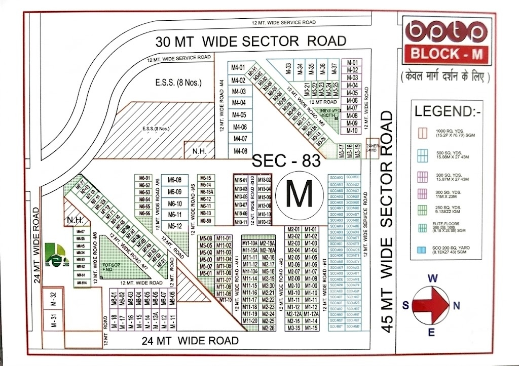 BPTP M Block Plot Sector 83 Layout Map