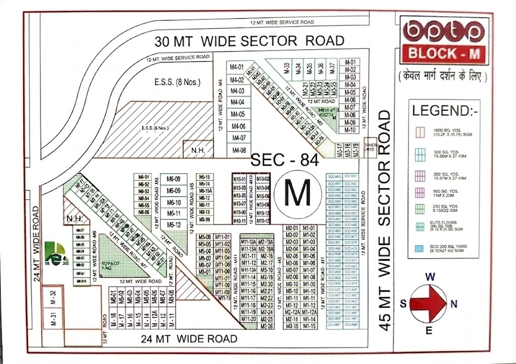 BPTP M Block Plot Sector 84 Layout Map